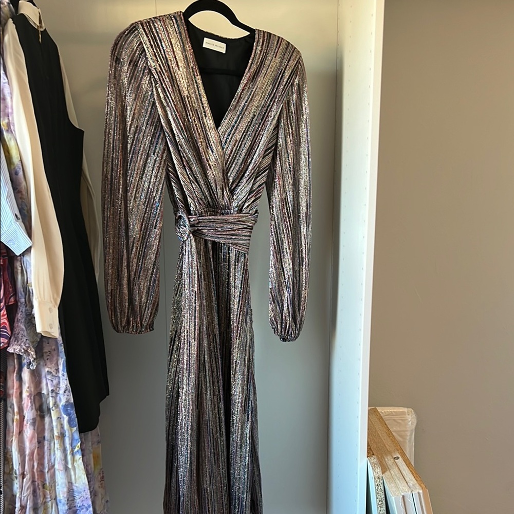 Rebecca Vallance Silver Sequin Embellished Gown